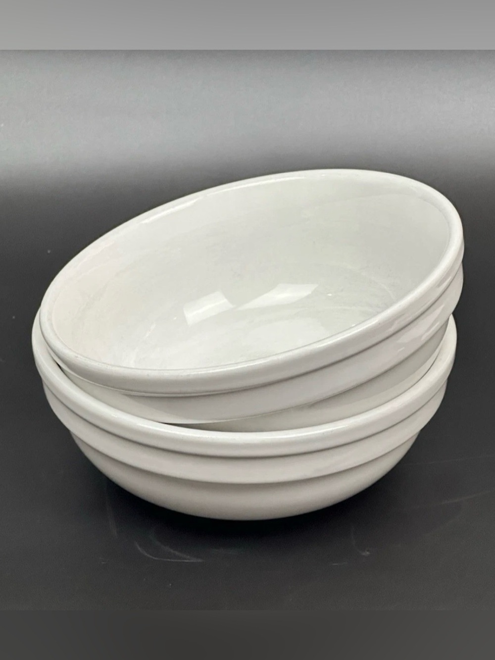 Set of 2 Crate & Barrel Cafeware II White Porcelain Soup Cereal Bowls 6.75"